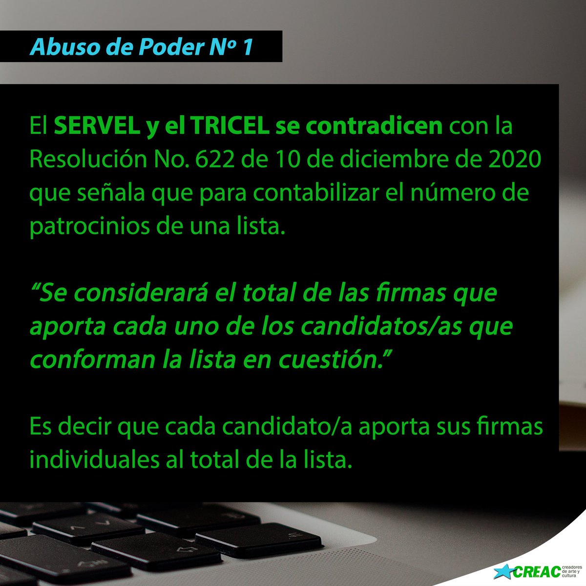 creacchile's tweet photo. Nuestra lista de Independientes CREADORES DE ARTE Y CULTURA logró un número mayor de firmas patrocinantes al mínimo exigido. A pesar de esto, nuestra lista fue rechazada por el SERVEL y el TRICEL ¿Cometieron el SERVEL y el TRICEL una ilegalidad? 👉 https://t.co/7OjBwSO5cB https://t.co/PxTaRJuFaD