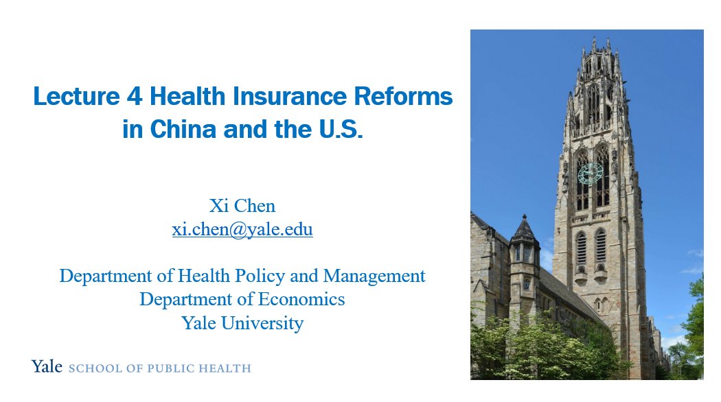 February 24, 2021
HPM 645 Lecture 4 Health Insurance Reforms in China and the U.S. (slides)
link: campuspress.yale.edu/xichen/2021/03…