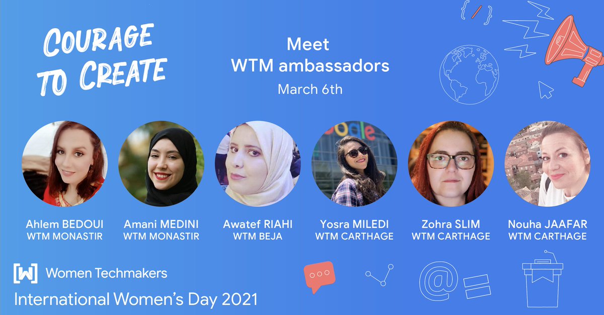 🥰🤗ملتقانا نهار السبت باش نحتفلو مع بعضنا ب #اليوم_العالمي_للمرأة
تابعونا باش تعرفو شكون ضيوفنا #IWD2021
#StrongerTogether #motivationaltalks #Motivation #inspiration #goals #goalsanddreams #hope #hopeforthefuture #wtmMonastir #WTMBeja #wtmcarthage #WTMMENA 
<a href="/WomenTechmakers/">Women Techmakers</a>