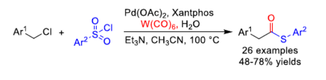 AdvSynthCatal's tweet photo. Just accepted communication by Xiao-Feng Wu and co-authors: #Palladium‐Catalyzed Thiocarbonylation of Benzyl #Chlorides with #Sulfonyl Chlorides for the Synthesis of Arylacetyl #Thioesters https://t.co/NgZ7P65Fwp https://t.co/itNWeOlueW