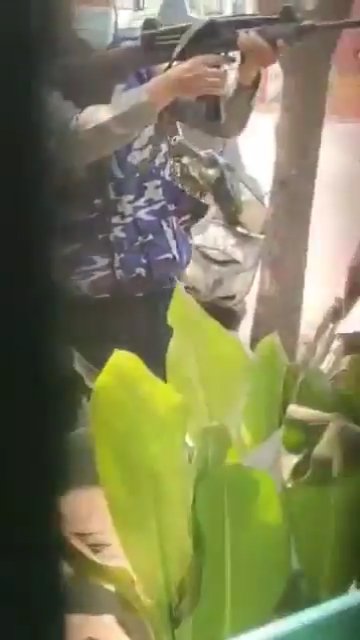 War Noir V Twitter A Police Officers Shooting On The Protesters During The Protests Against March3coup In Myanmar He Appears To Be Using A 9x19mm Burmese Ba 93 Smg Copy Of Uzi Also