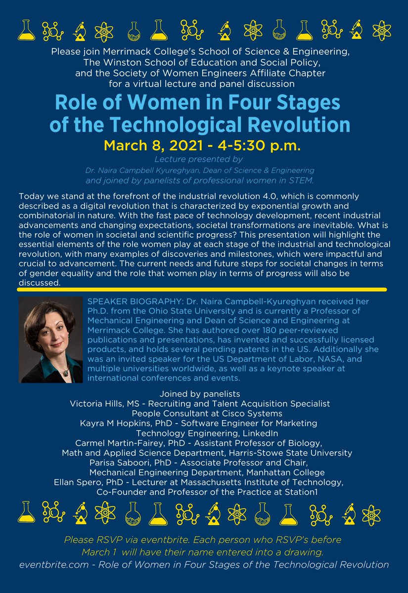 meteorlearning's tweet photo. Join our partner, @Merrimack’s School of Science &amp; Engineering and the Society of Women Engineers Affiliate Chapter, for a virtual lecture and panel discussion about the role of women in the technological revolution on March 8. Register now at: https://t.co/Ry6XceJyzp https://t.co/mfkRaXTUHj