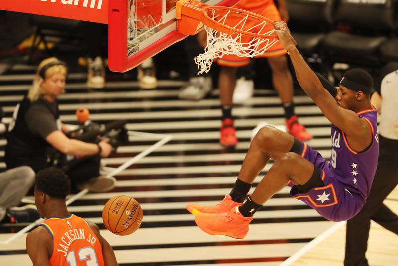 BrunsonStats's tweet photo. RJ Barrett has been elected to his second career Rising Stars game (tied for most in NBA History). https://t.co/A6nEZ9m6Ap