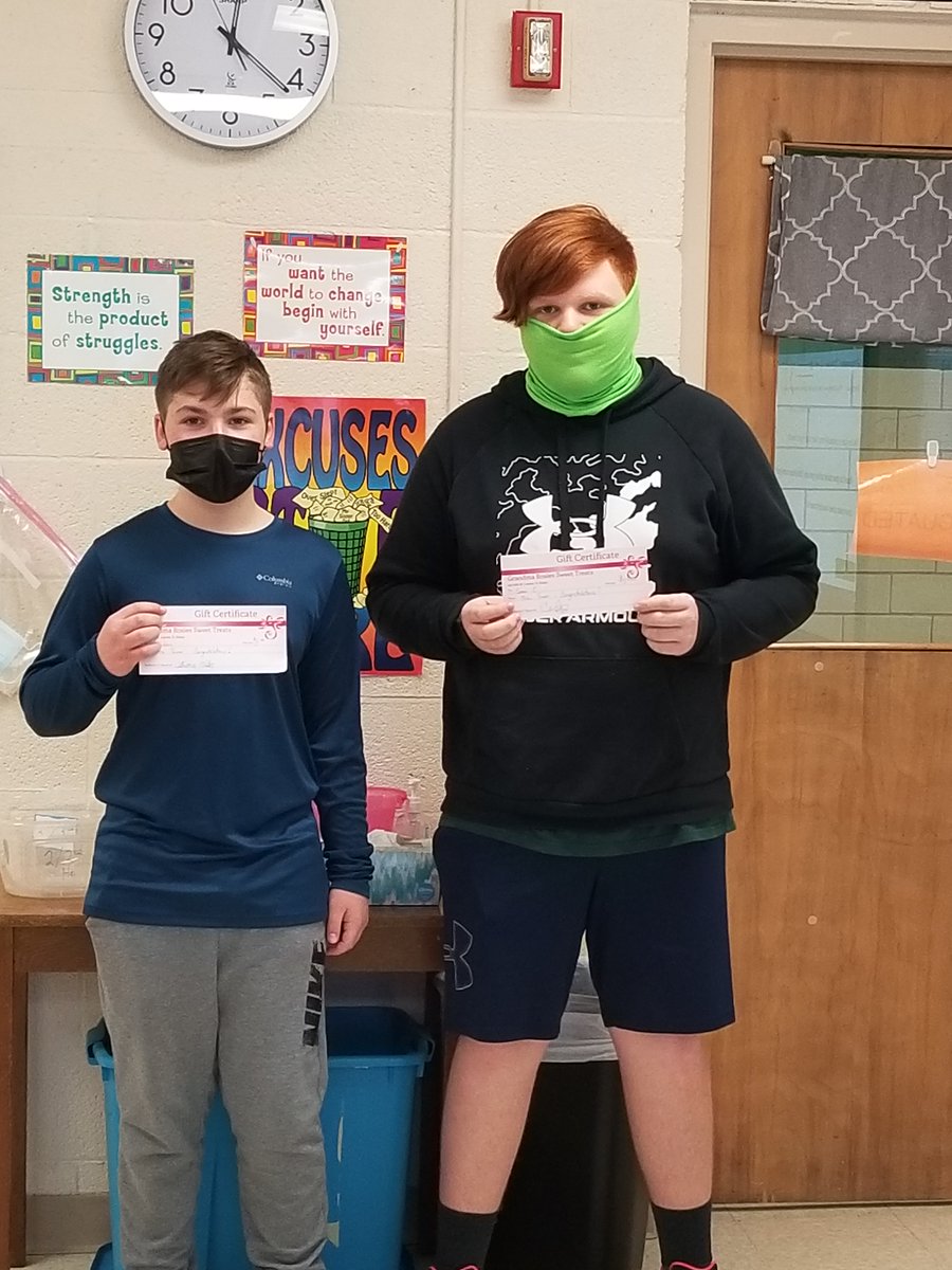 MrsATower's tweet image. Congratulations to the January and February Winners for a Sweet Treat at Grandma Rosie's.  Way to go mastering your ELA IXL skills!#twolves7pride