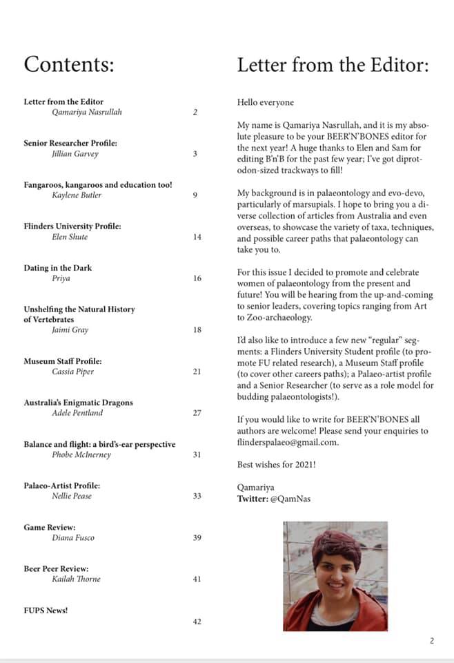jillian_garvey's tweet photo. Many thanks @QamNas for inviting me to be part of this awesome #WomenInAustralianPalaeontology special issue of @fupalaeosoc 'Beer n Bones'. So impressed with the amazing up &amp; coming talent we have in Australia. Proud to represent @LTUArchaeology and #zooarchaeology. #IWD2021 https://t.co/9Jxfh56b7F