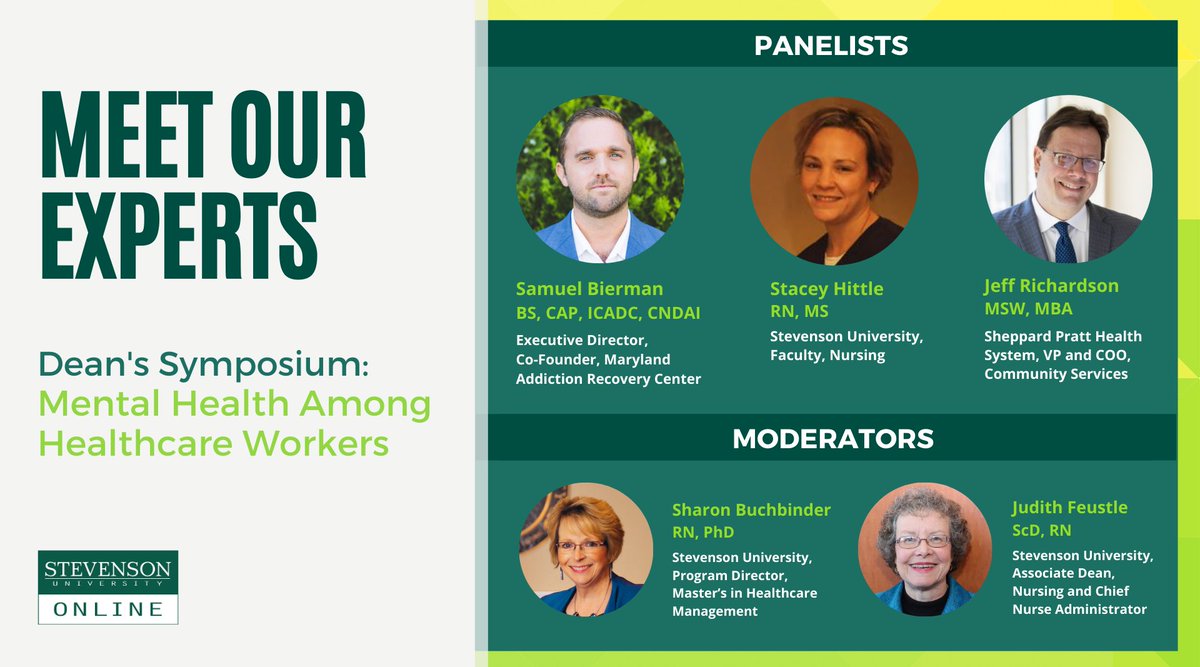 Our Mental Health Among Healthcare Workers Symposium is next week (Mar. 10 at noon EST). Learn more about our panel of experts from <a href="/StevensonU/">Stevenson University</a>, <a href="/SheppardPratt/">Sheppard Pratt</a>, and <a href="/PolarisRecovery/">MarylandRecovery</a> and RSVP today! bit.ly/3kTPLfX