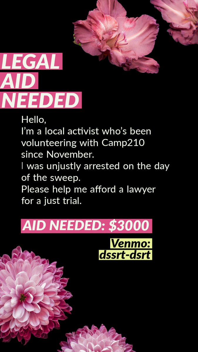 AidBop's tweet photo. Legal support needed!
An activist and volunteer in our community was arrested on J28. Please support them in fathering the funds to afford a lawyer.
Aid needed: 3,000
Venmo: dssrt-dsrt
#BOPMutualAid #BellinghamWA #StopTheSweeps #BellinghamProtests #MutualAid https://t.co/hqGD9fHtyg