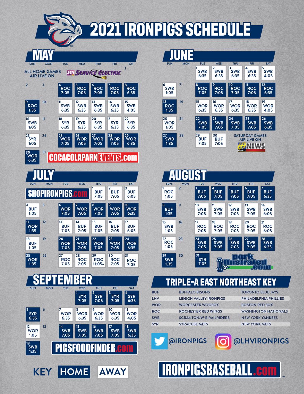 Ironpigs Printable Schedule