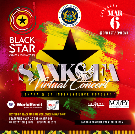 BlackstarDjs's tweet photo. Get ready for Sankofa Virtual Music Concert on day 2 of  our 3 day Ghana at 64 Independence celebration ft over 15 top Ghanaian DJs, artist performances, MCs, etc. Free with RSVP now at 
https://t.co/sBDSUgp9lF

Powered by @WorldRemit https://t.co/VXe6bBplWz