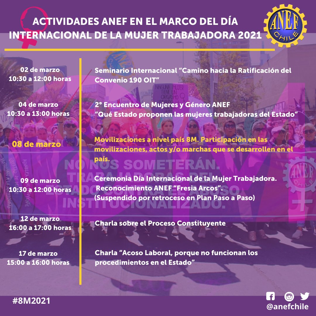 📌 Actualización de las actividades ANEF en el marco del Día Internacional de la Mujer.
#ANEFMujer #8M2021
