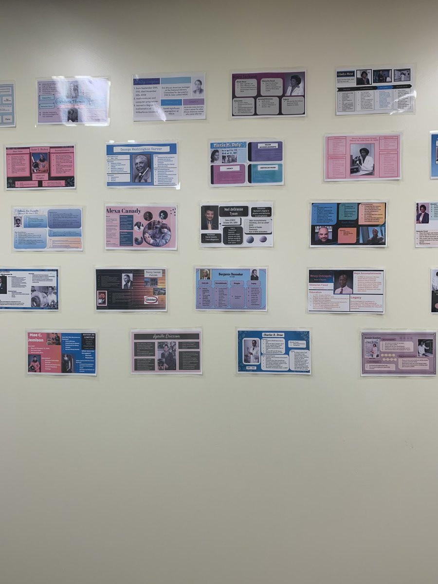 klubrantmfs's tweet image. Amazing posters from our 8th and 10th grade students honoring Black mathematicians and scientists who are a part of our history and present. Thank you to @EMooreMath for leading them through this project!