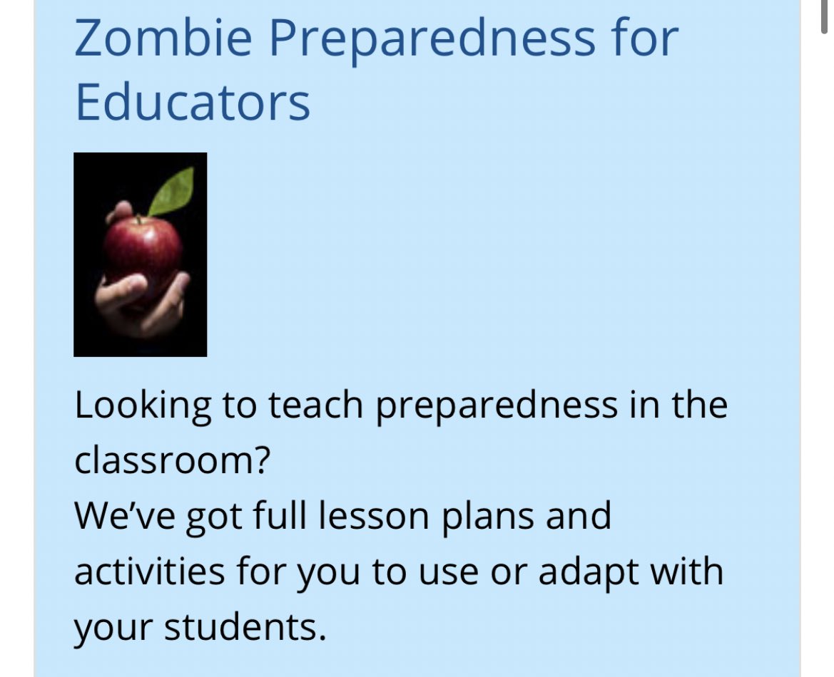 tenseyemole's tweet photo. @fox5dc this was written in 2011!!! the cdc was just trying to tell people how to be prepared in the case of a disaster and they used a “zombie apocalypse” because of the walking dead. fox news is fear mongering, and trying to make people panic https://t.co/PTug5UtUcO