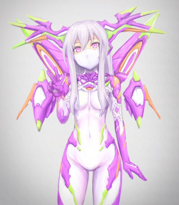 ピースする貧乳お姉さん 