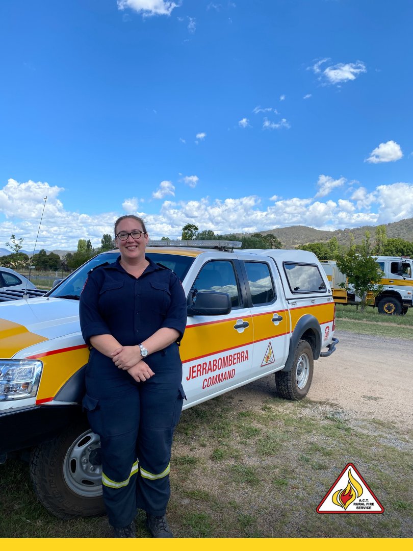 ACT_ESA's tweet photo. Michelle has been with ACTRFS for 5 years. In that time she's obtained qualification of Crew Leader &amp; Deputy Captain of the Jerrabomberra Brigade. 
By stepping up, Michelle has demonstrated removing barriers &amp; stigma for women within male-dominated roles. #WomenInServices #ACTRFS https://t.co/iThv3GwOqK