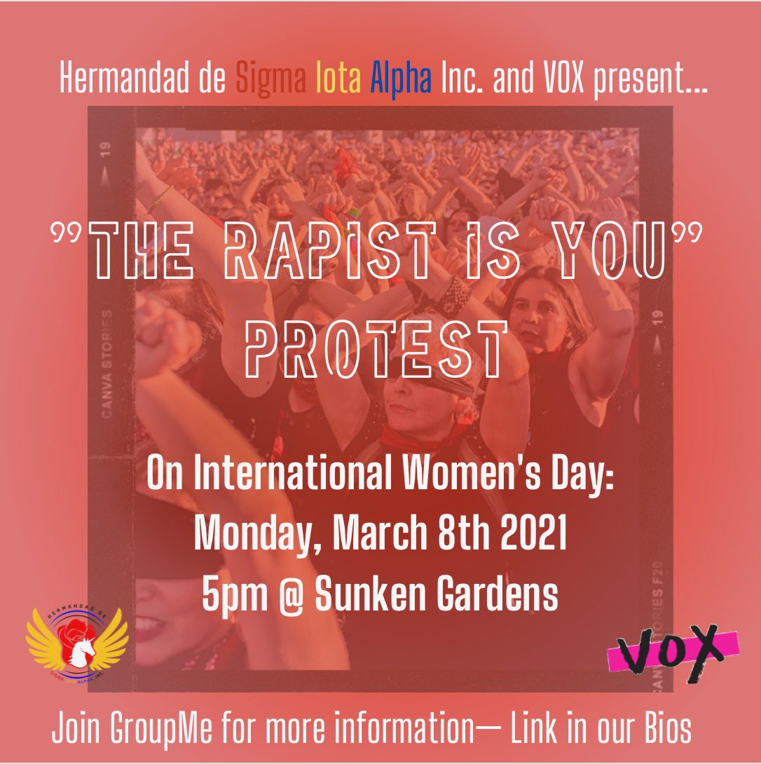 wm_sia's tweet photo. We are having a protest this Monday for International Women’s Day. Please come out and stand in solidarity with survivors and against the oppressive patriarchy! Social distancing and masks will be enforced! https://t.co/owfPOzCTnH