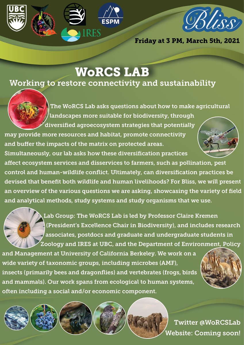 Join us this Friday March 5th at 3pm PST, to meet our lab and learn about our many avenues of research! DM for more details!