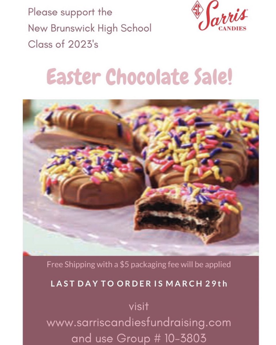 My dear friend Carlee works at New Brunswick High school and is raising money for the Senior Class of 2023. What’s better than supporting an amazing cause &amp; snacking on tasty treats?! ☺️Check out what they are selling at sarriscandiesfundraising.com group # 10-3803