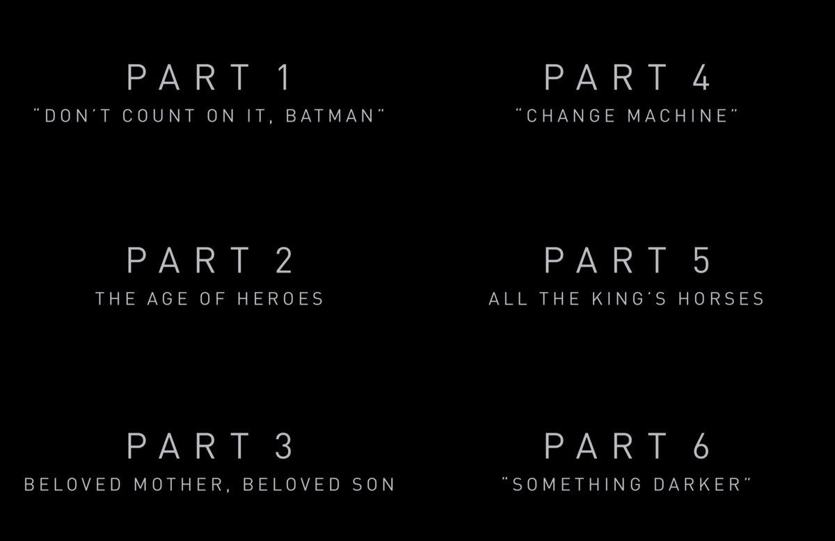 ActressBuff (@actressbuff3) on Twitter photo 2021-03-04 03:06:44 Official Chapter titles for Zack Snyder’s Justice League 6 Chapters into One Film #ThankYouZackSnyder 🖤😱 Official Chapter titles for Zack Snyder’s Justice League 6 Chapters into One Film #ThankYouZackSnyder 🖤😱