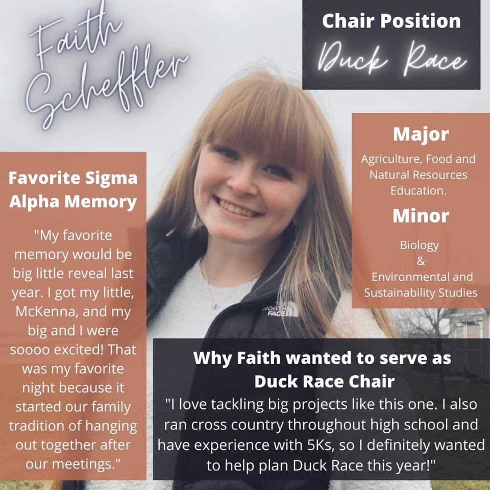 sigmaalpha__MSU's tweet photo. We are so excited to introduce and celebrate our sisters who have recently been elected to leadership positions within our sorority. 

Meet our Duck Race chair Faith Scheffler and our Apparel chair Grace Herkimer!

#sorority #sigmaalphasorority #sigmaalpha #chairpositions https://t.co/nfgHxtm30B