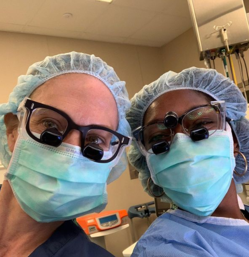 Our residents and attendings make for a truly spectacular team in the operating room! Pictured here are Danielle Ellis, MD, MTS, surgical resident, and Carrie Lubitz, MD, MPH. #meettheMGH