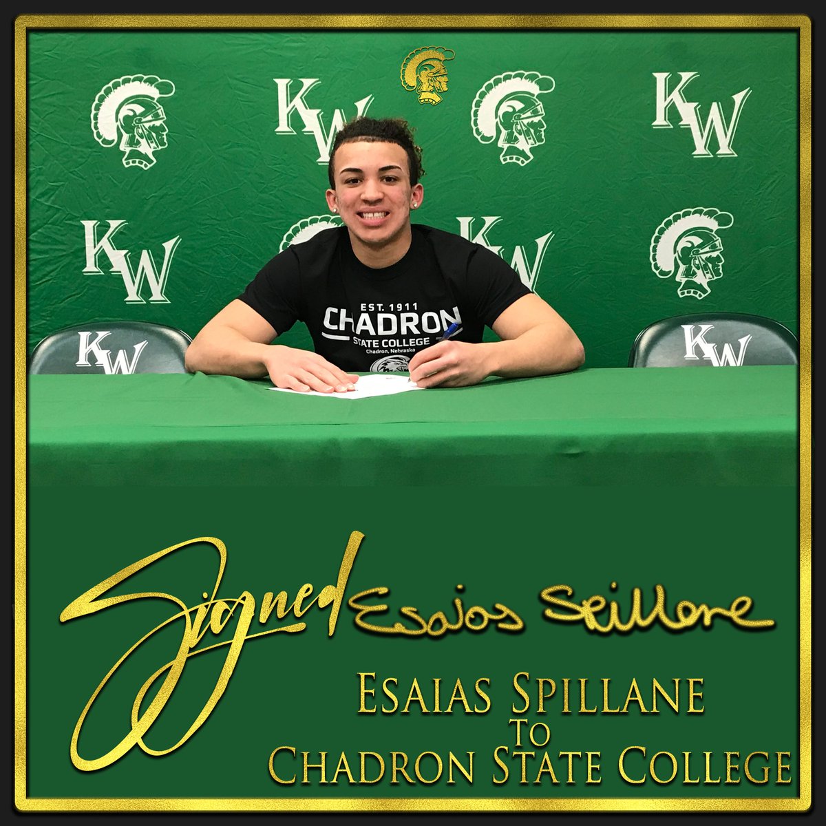 KellyWalshHS's tweet photo. Congratulations to Reno, Esaias, and Dominic on signing their letters of intent to continue their football careers at Chadron State College.  #WEareKellyWalsh #TheresOnlyOneKellyWalsh https://t.co/XBvV2XI3EQ