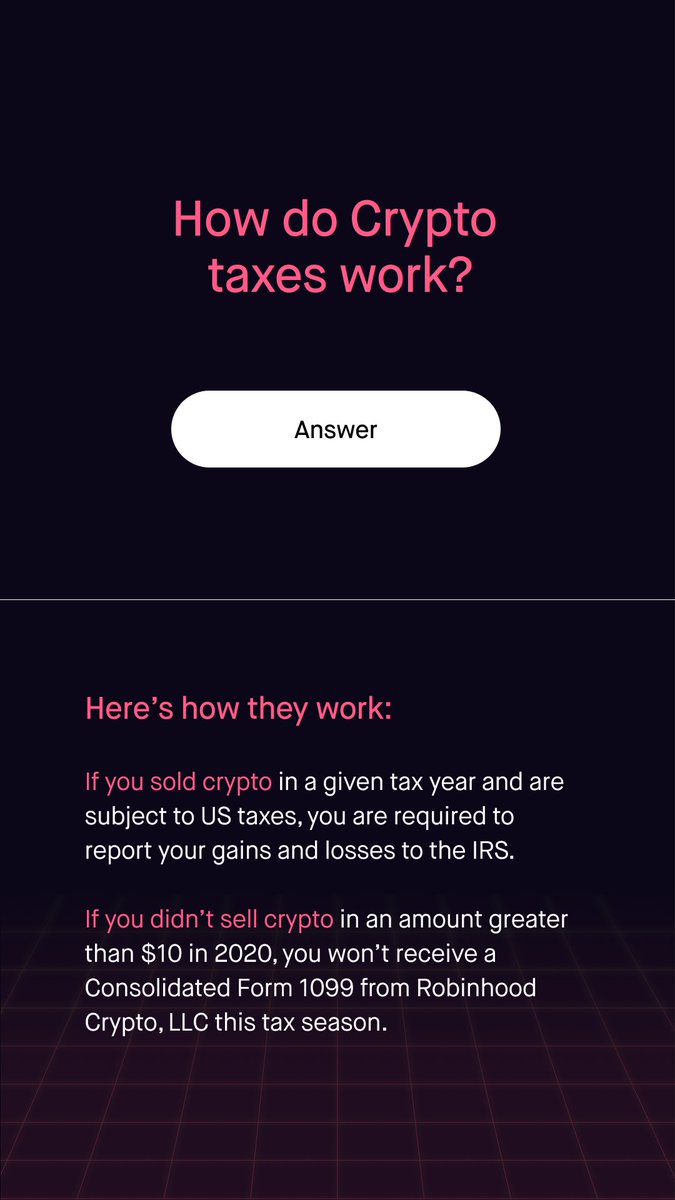 Have questions about taxes and Robinhood? Tap on each image to get answers  to top questions. For more information, go here: https://t.co/uwVTIdJjyR