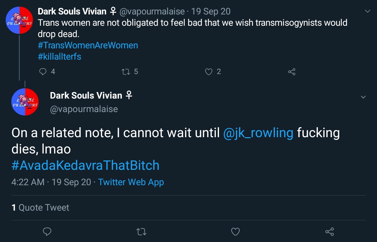 243. I can personally confirm that these tweets were reported. And yet, half a year later, this overt death threat against  @jk_rowling has been let stand by  @TwitterSafety. Don't you think it's time for some personnel changes,  @vijaya? #TwitterHatesWomen