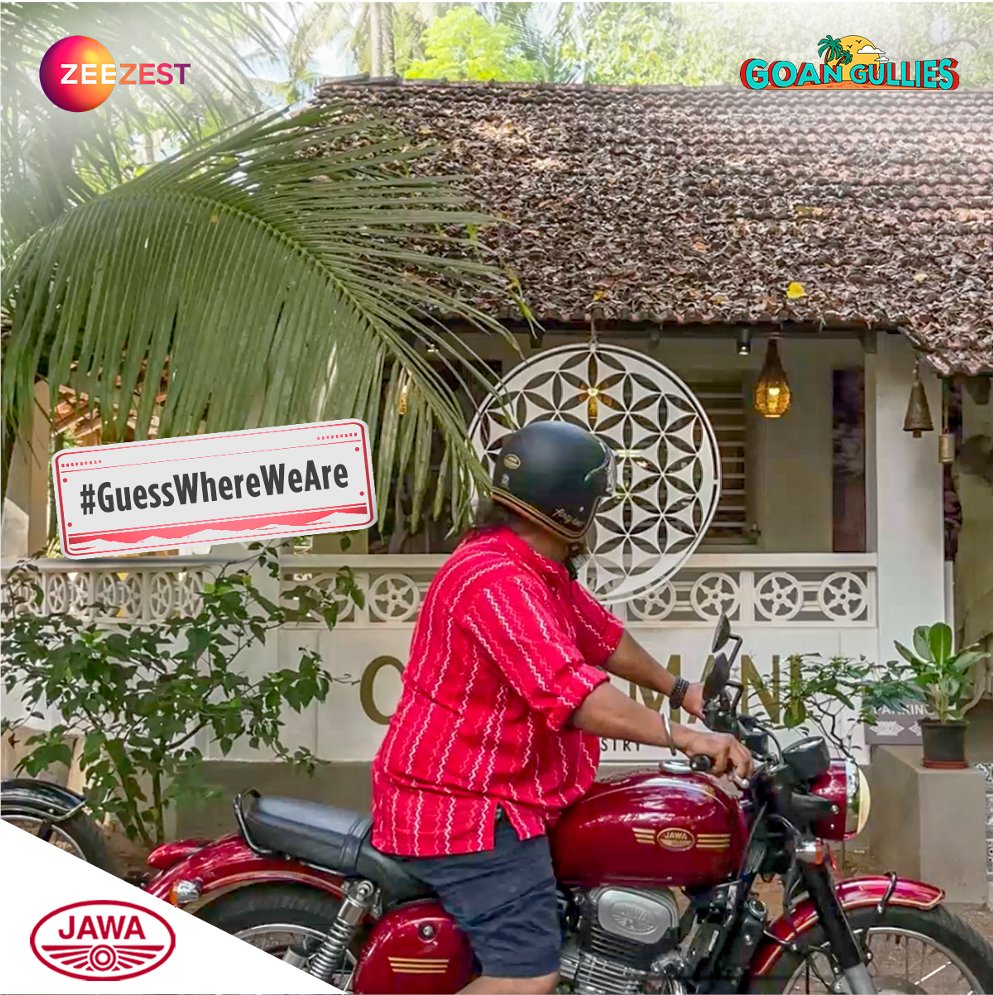 ZeeZest_'s tweet photo. Rocky and Mayur have gone shopping in Goa to a store which specializes in conscience wear. Can you #GuessWhereWeAre we have stopped with our @JawaMotorcycles?
#GoanGulliesWithJawa #GoaingWithJawa #ZeeZest #GoanGullies https://t.co/se42BottDZ