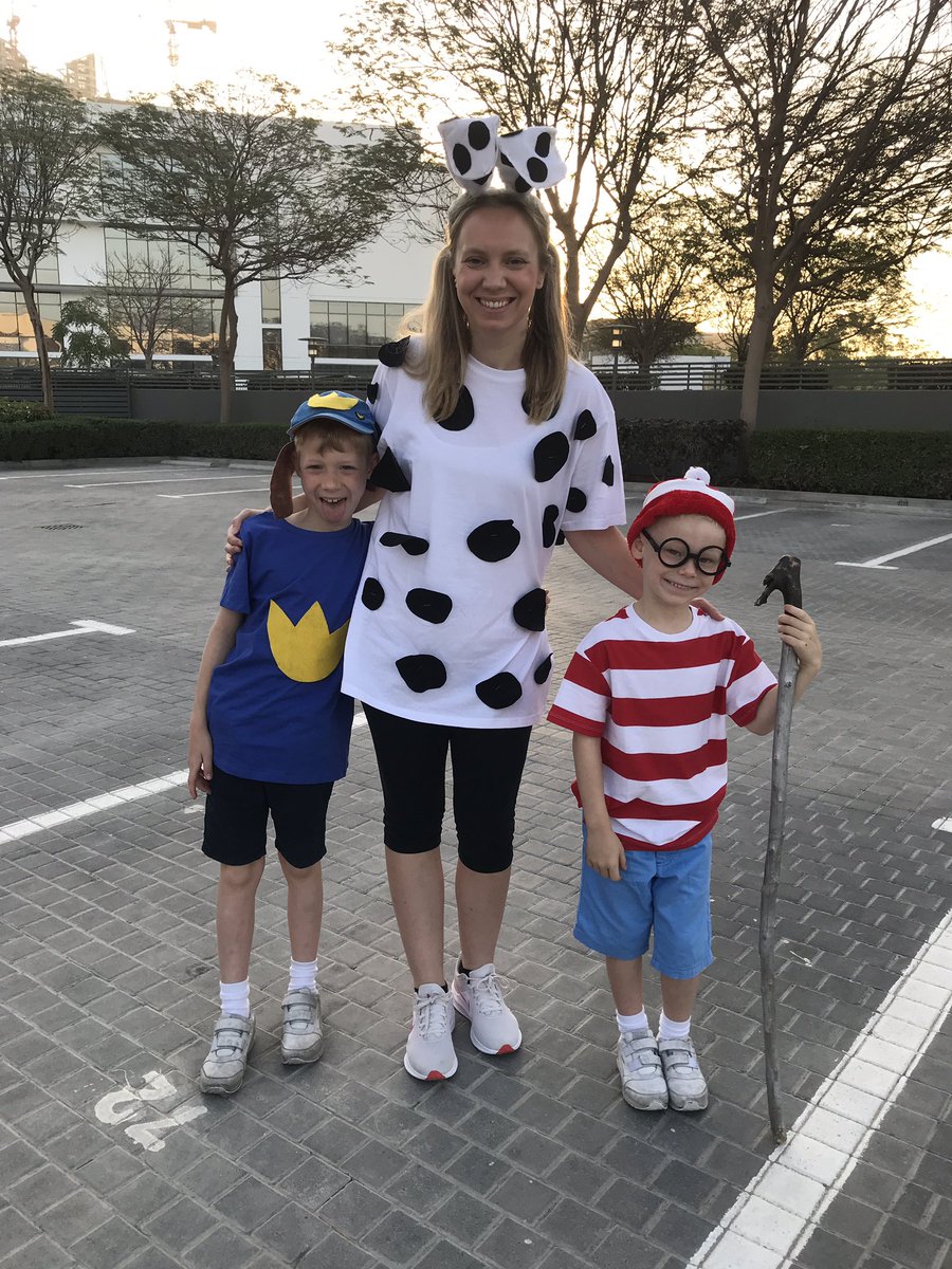 Intheadofyear's tweet photo. Celebrating #WorldBookDay @HartlandIntl. The wife has done well with the costumes 👏👏 #ShareAStory #WorldBookDay⁠ 📚#WBD2021 #BookWeek #WeLoveBooks #UAElibraries #dogman @whereswally #101dalmatians @COBISorg https://t.co/91RZZ5whj5
