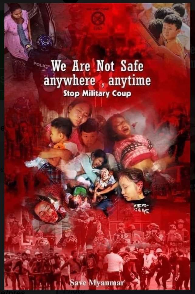MgSan14's tweet photo. The world must act now no more watching 
54 million people of Myanmar are under sieged  by the terror of illegal military coup leaders, the world must act no more wait and see. https://t.co/UqmM0relEQ