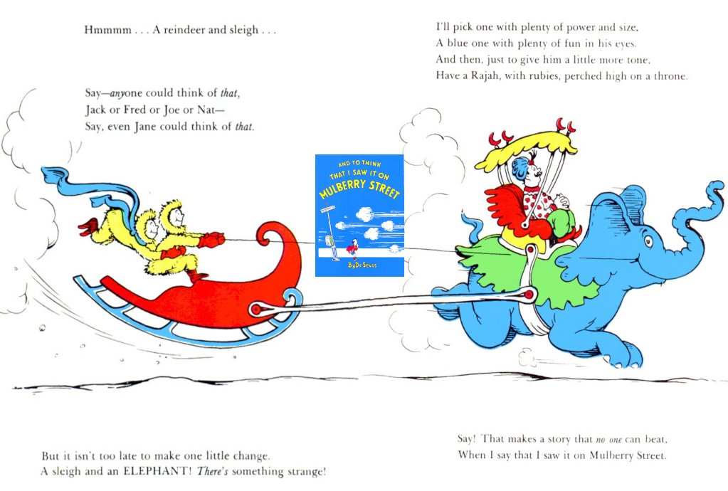 BohrenJensen's tweet photo. Here's the pages under kerfluffle
From the man nome'd Suess
whose old books got a shuffle
from their "teaching children" use.
From a Legal Perspective, this is fair use.
"This book might be sus." are my five reviews. 1/3 https://t.co/vwW1agey9W