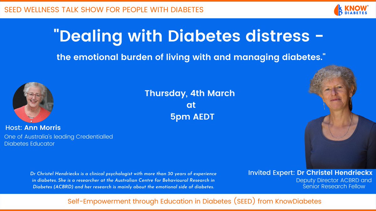 5pm AEDT today
Listen to Dr Christel Hendrieckx, Deputy Director ACBRD and Senior Research Fellow &amp; Ann Morris
To register, us02web.zoom.us/webinar/regist…