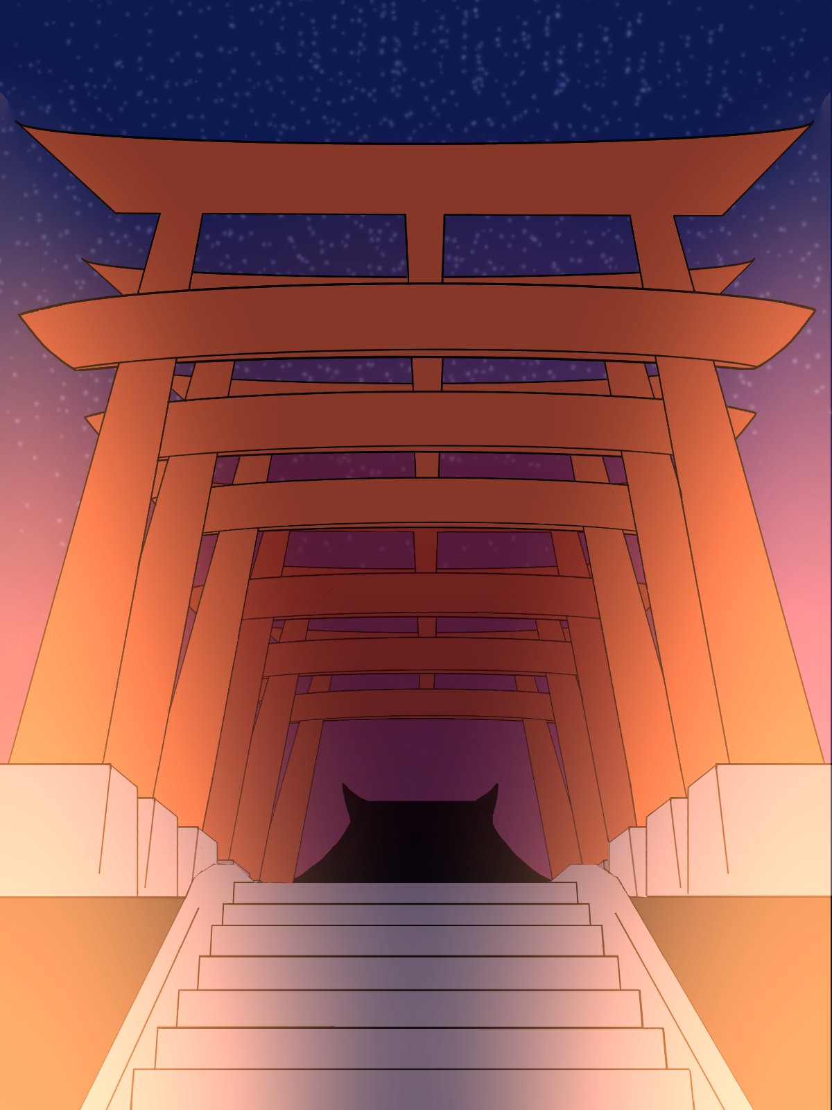 Saku 神社の背景イラスト 参考にしながら自分なりに描いた T Co Z0v1f0tw9w Twitter