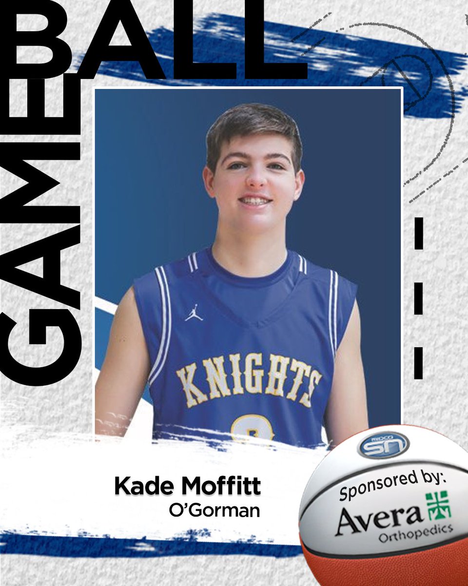 MidcoSports's tweet photo. Congrats to this week's 𝗠𝗶𝗱𝗰𝗼𝗦𝗡 𝗦𝗗 𝗚𝗮𝗺𝗲 𝗕𝗮𝗹𝗹 winner, sponsored by @AveraSports👏

@Kmoffi4 led the hottest team in AA @OGHOOPS in scoring against Lincoln and top-ranked Washington.

#MidcoSports | #MidcoSNGameBall https://t.co/pKIJ3VcZWF