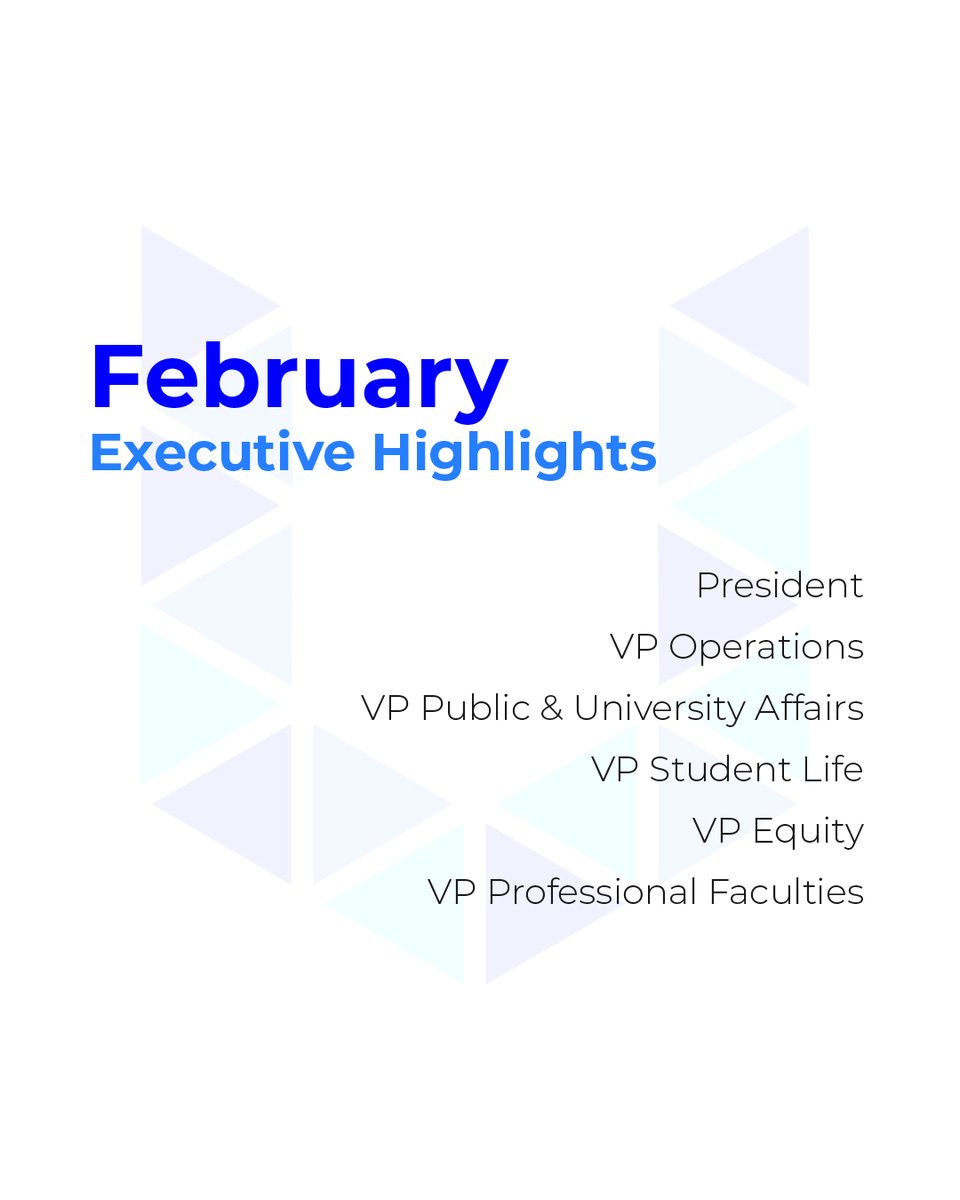 uoftsu's tweet photo. Get updated directly from your UTSU Executives.
Check out the latest Executive Highlights for February 2021.
Click here for more info https://t.co/bCImItUKHu
#utsu #uoft #executivehighlights #students https://t.co/thOjWBzfVK