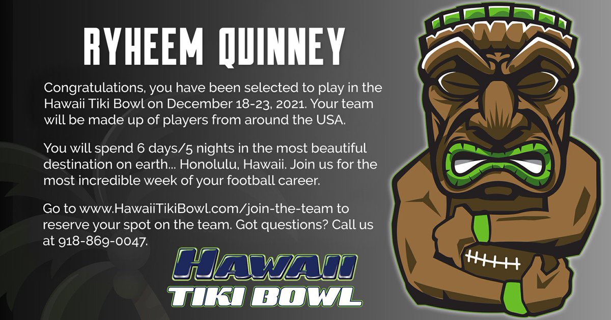 rqyellowboy05's tweet photo. thank you for selecting me to play in the hawaii tiki bowl...all glory to god🙏🏽#afg @HawaiiTikiBowl https://t.co/eo0viTXHRh