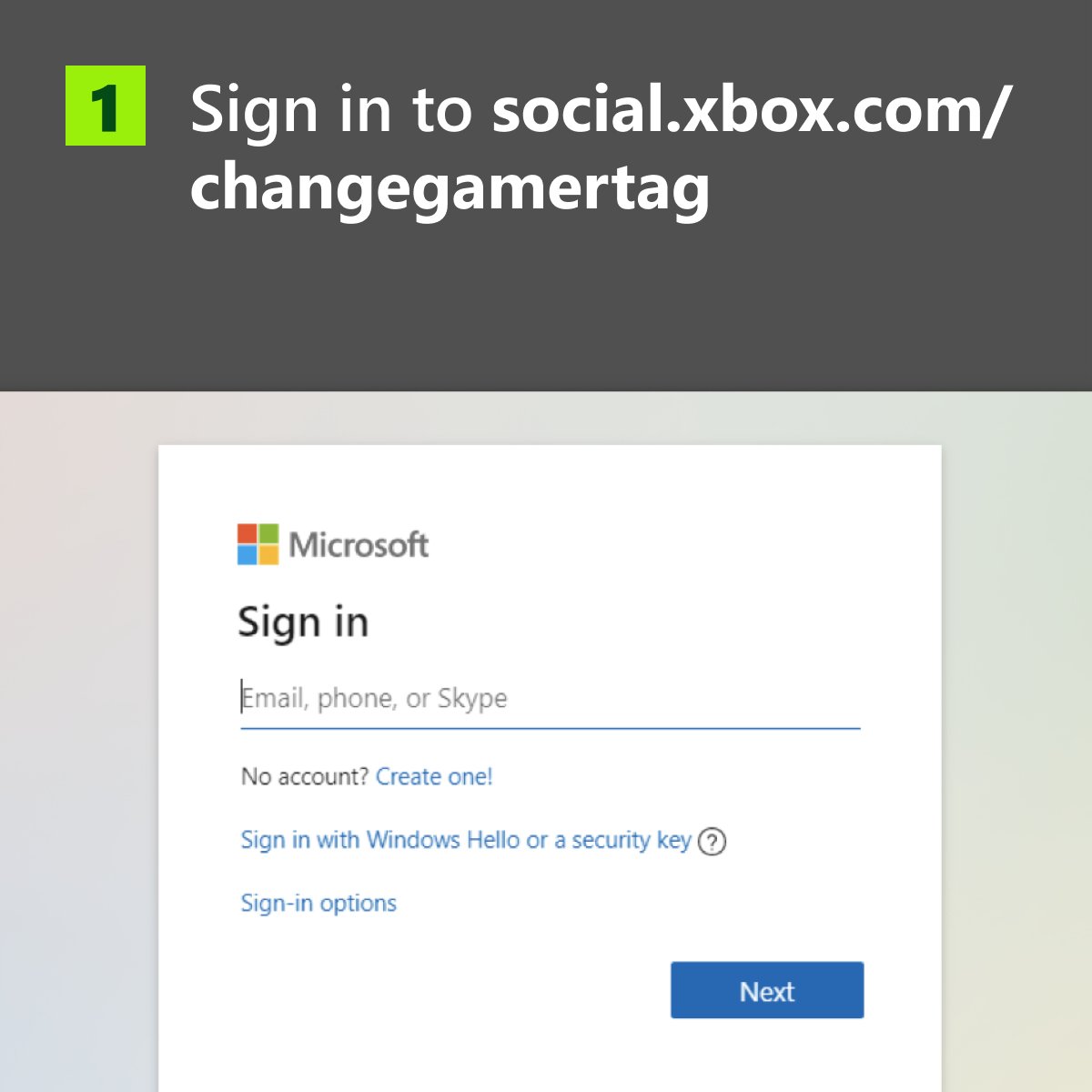 1. Sign in to https://msft.it/6017VDvd3
Screenshot of UI