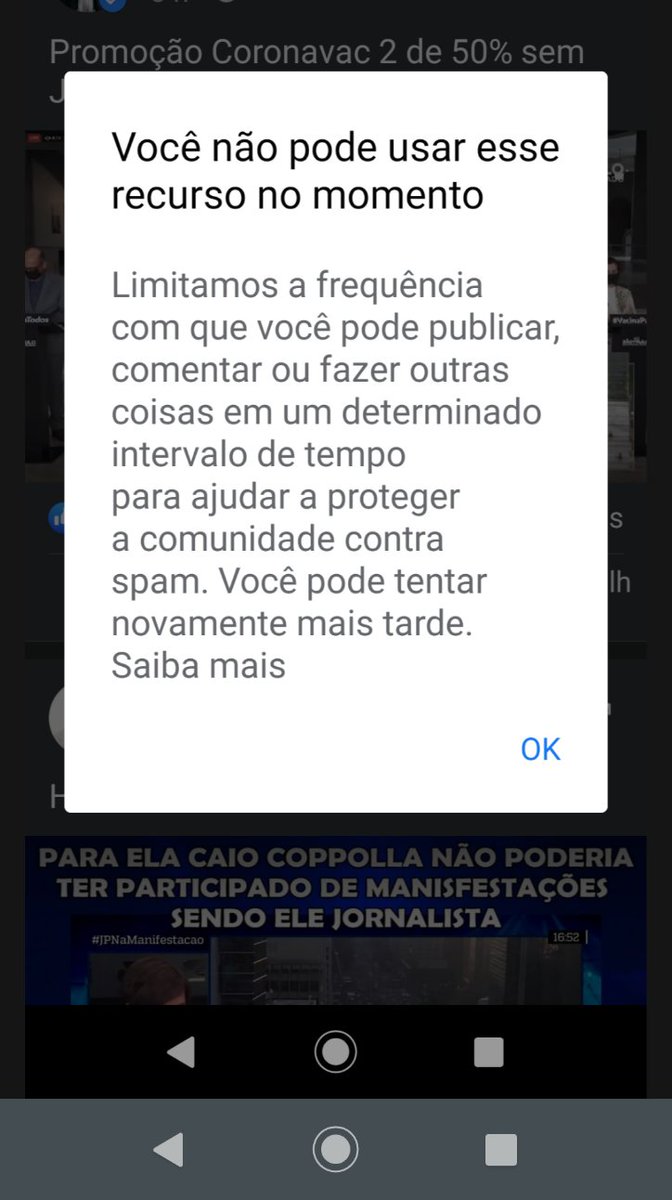 Fui curtir o vídeo , de Tom Cavalcante , sobre o dória apareceu essa mensagem?????