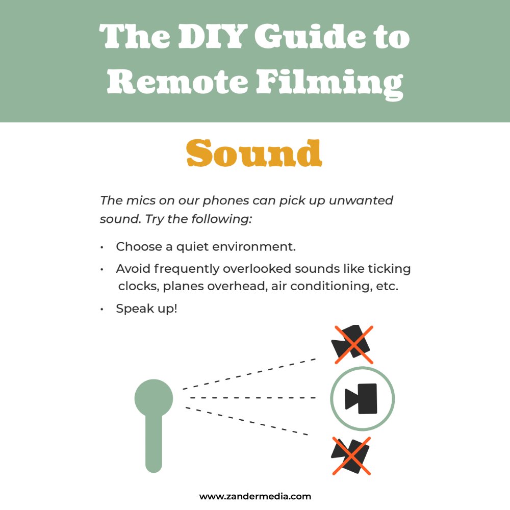 Zander_Media's tweet photo. Make your videos sound their best, whether you're capturing audio with your phone or a mic! We created a DIY Guide to Remote Filming to share all the tips and tricks for sound, frame, and lighting. https://t.co/G9qhsxDTfB