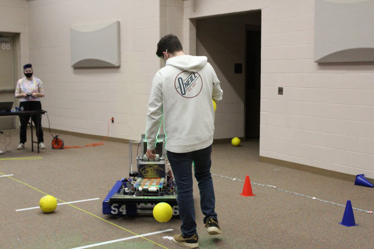 Drive Team is practicing hard tonight! #cybercats #5436 #omgrobots trying new secondary and primary combinations....