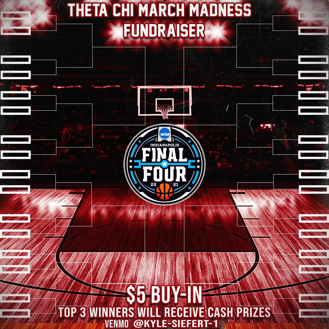Theta Chi is doing a March Madness Bracket Challenge via ESPN to raise money for our chapter! It’s only $5 per entry, and the top 3 brackets will receive a cash prize. Feel free to reach out with any other questions. We hope to have the EPSN group set-up within the next week!