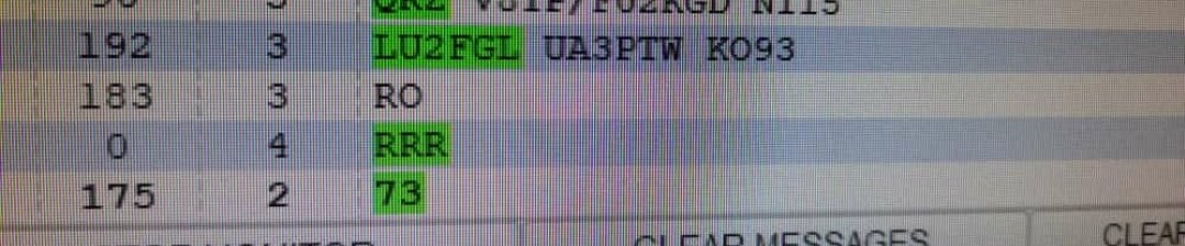 LU2FGL's tweet image. Very good signs last night, even though the clouds partially covered the moon. New grids for my station.
@UA3PTW KO93  New DXCC
@HA6NQ    JN98  New DXCC
@RW3PX    KO94  New Grid
@YL2GF                  RX
@W7GJ                   RX  First in Q6
@K5QE                    RX
@oh2bc