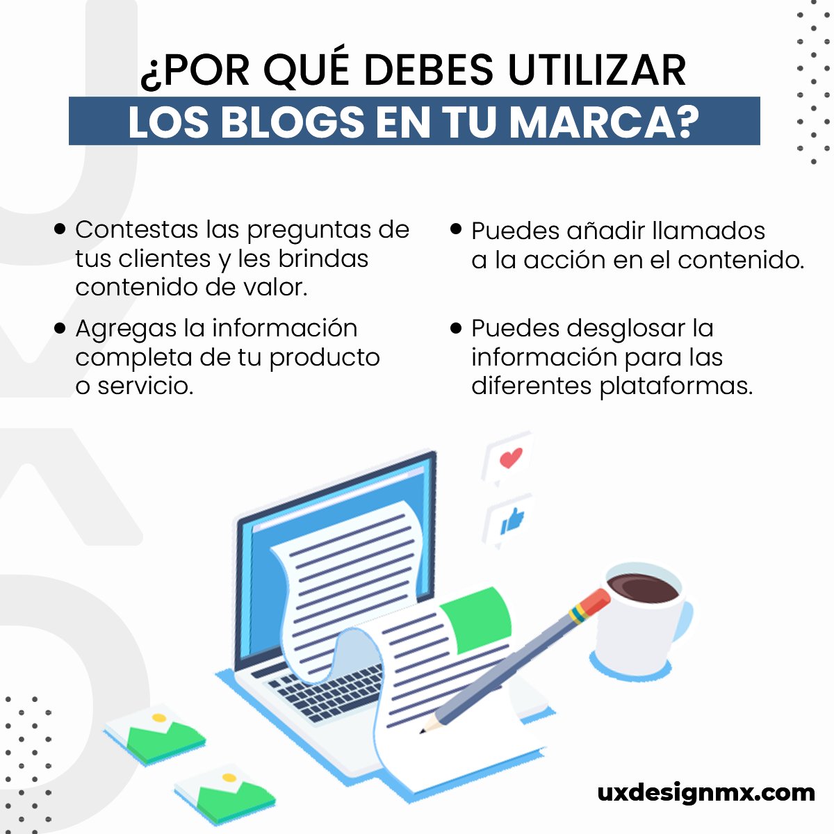 uxdesignmx's tweet photo. Los blogs además de ayudar a darle visibilidad a las marcas, son herramientas que desempeñan otras funciones muy importantes, con resultados medibles.🖥️🤩
.
.
.
#marketing #socialmedia #marketingdecontenidos #redessociales #marketingdigital #Blogs #Seo https://t.co/THOkO84CaM