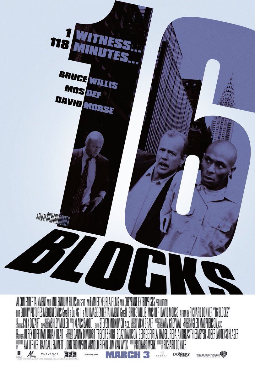 FilmNewsNos's tweet photo. 🎬MOVIE HISTORY: 15 years ago today, March 3, 2006 the movie ‘16 Blocks’ opened in theaters!

#BruceWillis #MosDef #DavidMorse @JennaStern #CaseySander #CylkCozart #DavidZayas #RobertRacki #SashaRoiz #ConradPla #PeterMcRobbie #RobertClohessy #ScottMcCord #SteveKahan #TomWlaschiha https://t.co/SyWAFTjMyL