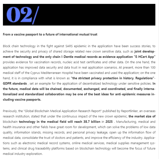 eisenreich's tweet photo. VeChain Pro+ Volume 13
"In the future, medical data will be on chain, documented, exchanged, and coordinated. Internationalized and standardized collaboration may be one of the best ideas for anti-epidemic measures, including vaccine passports."
#VeChain $VET #VeFam #EHCert https://t.co/UIuaOAktN7