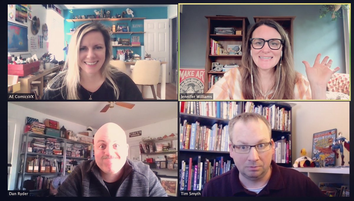 JenWilliamsEdu's tweet photo. Oh happy day! Love spending time with these awesome people! @jacquiegardy @WickedDecent @historycomics #AEComicsVX https://t.co/a7af0TO4Ba