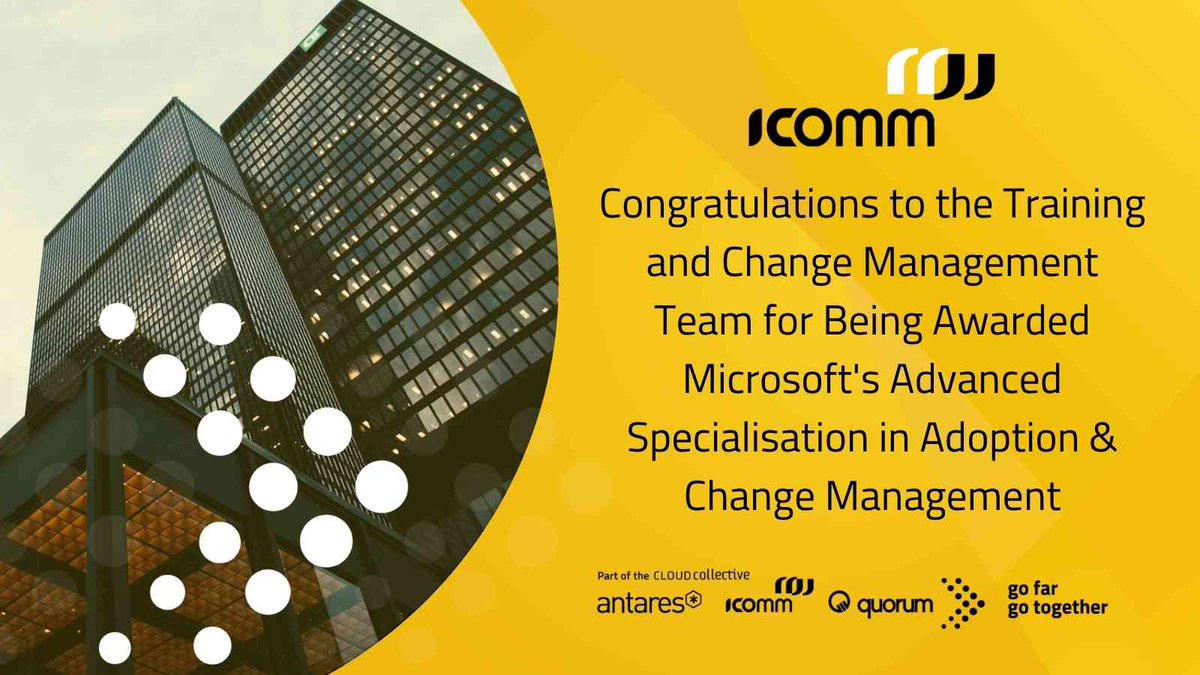 We are proud to announce that IComm are among the earliest of <a href="/Microsoft/">Microsoft</a> #GoldPartners to achieve our #AdvancedSpecialisation in #AdoptionAndChangeManagement.

Read the full article from <a href="/HalcyonChange/">Halcyon</a> Practice Manager, @therealdanpoli.

icomm.vip/3rd-MSFT-AS