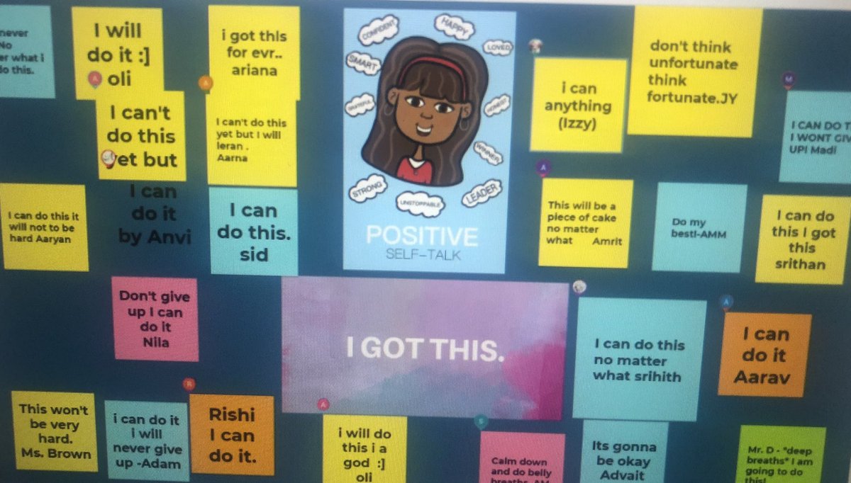 Sharing our ideas for positive self talk to help us when we are feeling anxious. @PBIS_RLC <a href="/RLCPrincipal/">Diane Insari</a>