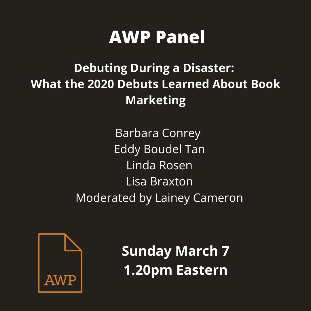 LisaReidbraxton's tweet photo. This Sunday at #AWP21 we #authors are sharing tips and tricks on #marketing and #publicizing your #book during a disaster. Come hang out with us! @lainey_cameron @eddyautomatic @BarbaraConrey @lrosenauthor #SocialDistance #bibliophile #booklove #pandemic #lovetoread #debutbook https://t.co/hNyNykxfm0