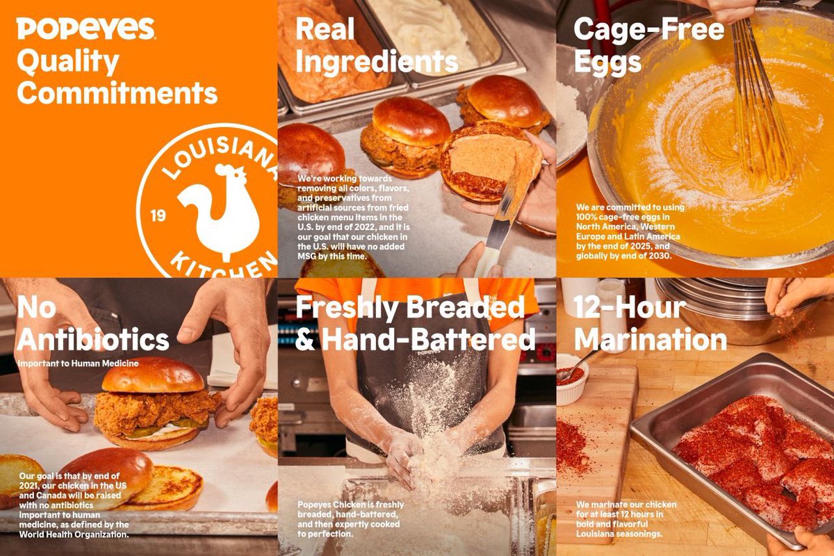 fer_machado123's tweet image. We are working hard to raise the quality of our food while diminishing our environmental impact. Today we announced several initiatives from our @PopeyesChicken brand. Proud of our team which worked so hard to make this happen. quality.popeyes.com #ActionsNotAds #Marketing